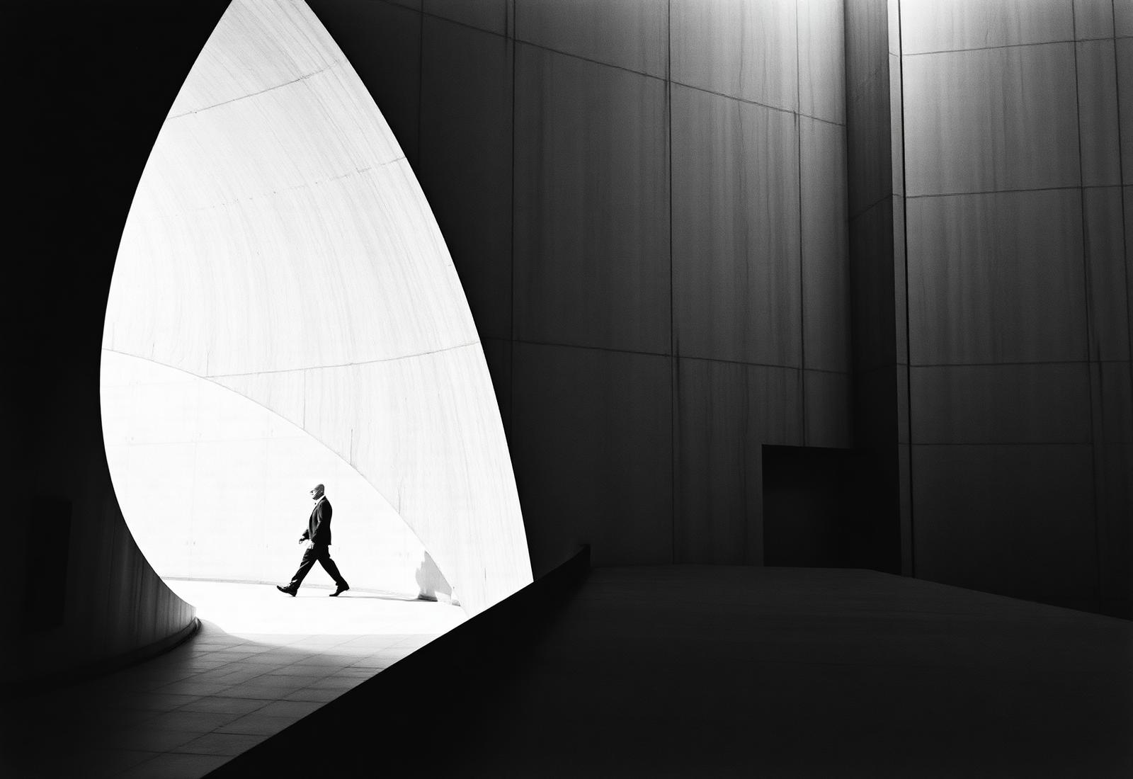 Contemporary black and white architecture expressing the INNOV/GN identity